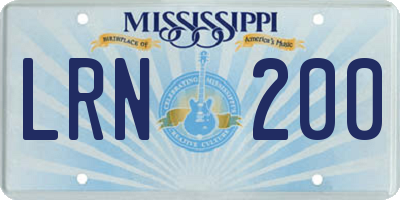 MS license plate LRN200