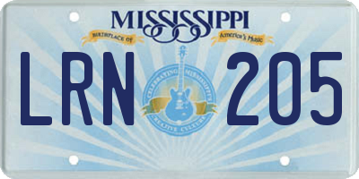 MS license plate LRN205
