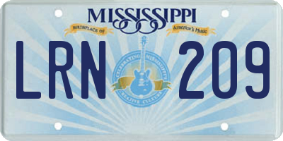 MS license plate LRN209