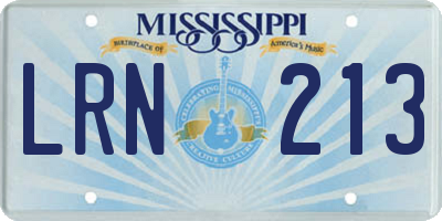 MS license plate LRN213