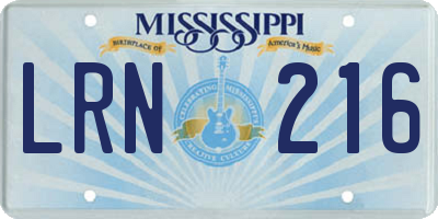 MS license plate LRN216