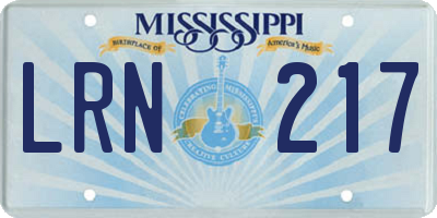 MS license plate LRN217