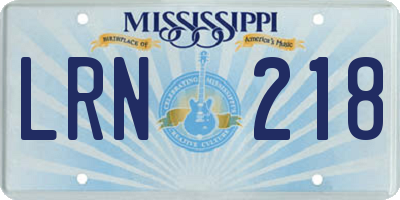 MS license plate LRN218