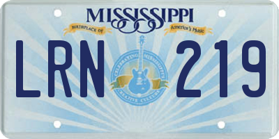 MS license plate LRN219