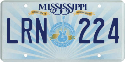 MS license plate LRN224