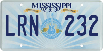 MS license plate LRN232
