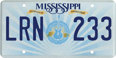 MS license plate LRN233