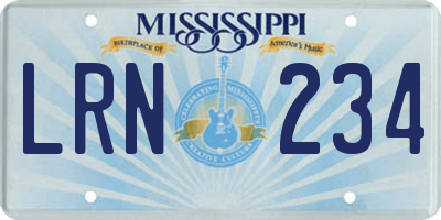 MS license plate LRN234
