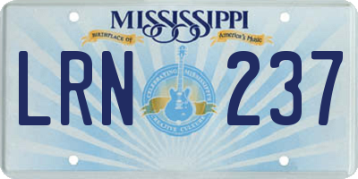 MS license plate LRN237