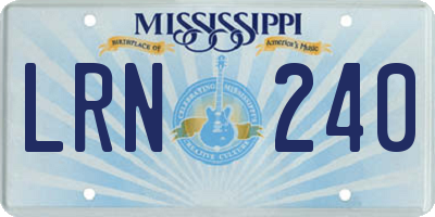 MS license plate LRN240