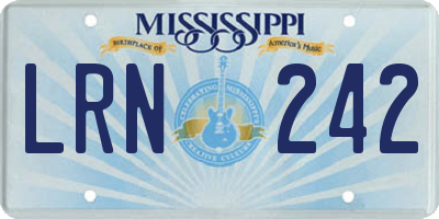 MS license plate LRN242