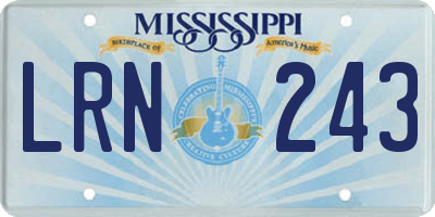 MS license plate LRN243
