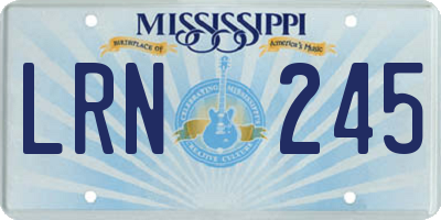 MS license plate LRN245