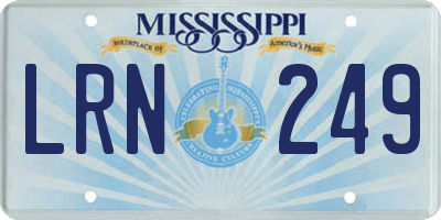 MS license plate LRN249