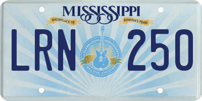 MS license plate LRN250