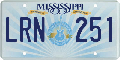 MS license plate LRN251