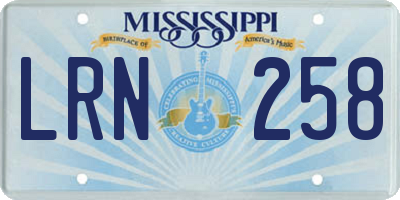 MS license plate LRN258