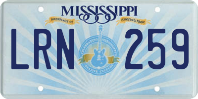 MS license plate LRN259