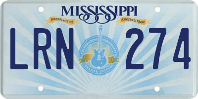 MS license plate LRN274