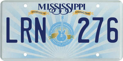 MS license plate LRN276
