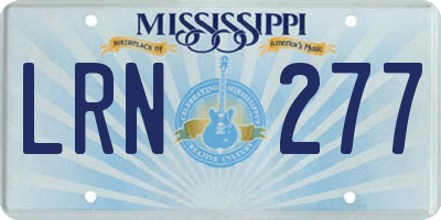 MS license plate LRN277
