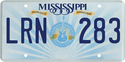 MS license plate LRN283