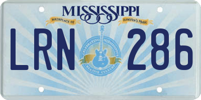 MS license plate LRN286