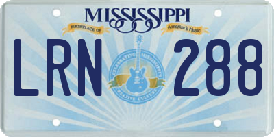 MS license plate LRN288