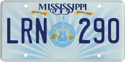 MS license plate LRN290