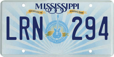 MS license plate LRN294