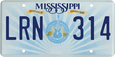 MS license plate LRN314