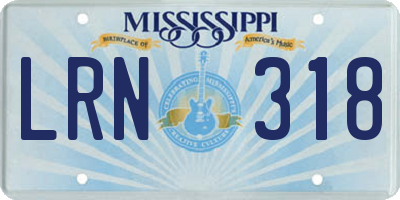 MS license plate LRN318