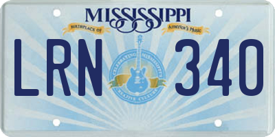MS license plate LRN340