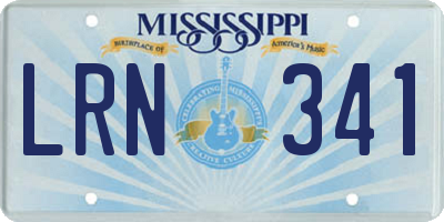 MS license plate LRN341