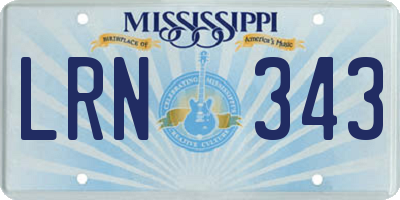 MS license plate LRN343