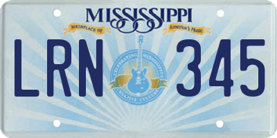 MS license plate LRN345
