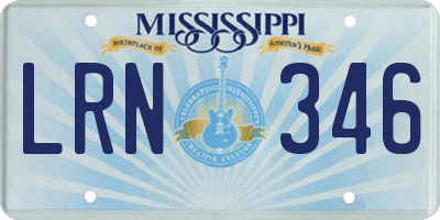 MS license plate LRN346