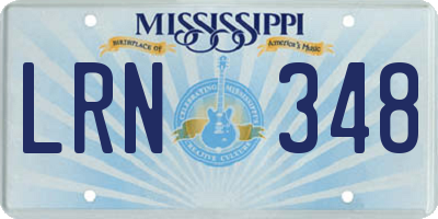 MS license plate LRN348