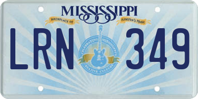 MS license plate LRN349