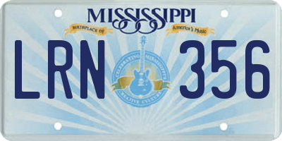 MS license plate LRN356