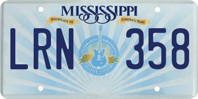 MS license plate LRN358