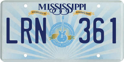 MS license plate LRN361