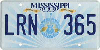 MS license plate LRN365