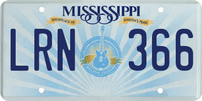 MS license plate LRN366