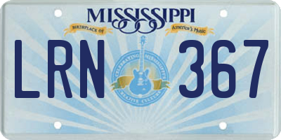 MS license plate LRN367