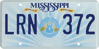 MS license plate LRN372