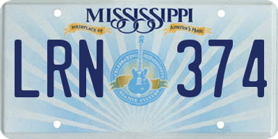 MS license plate LRN374