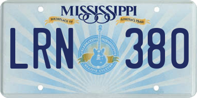 MS license plate LRN380