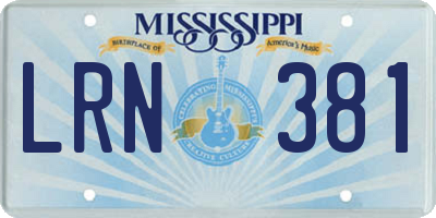 MS license plate LRN381