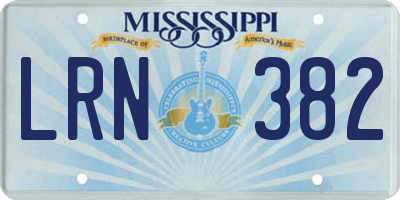 MS license plate LRN382